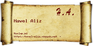 Havel Aliz névjegykártya